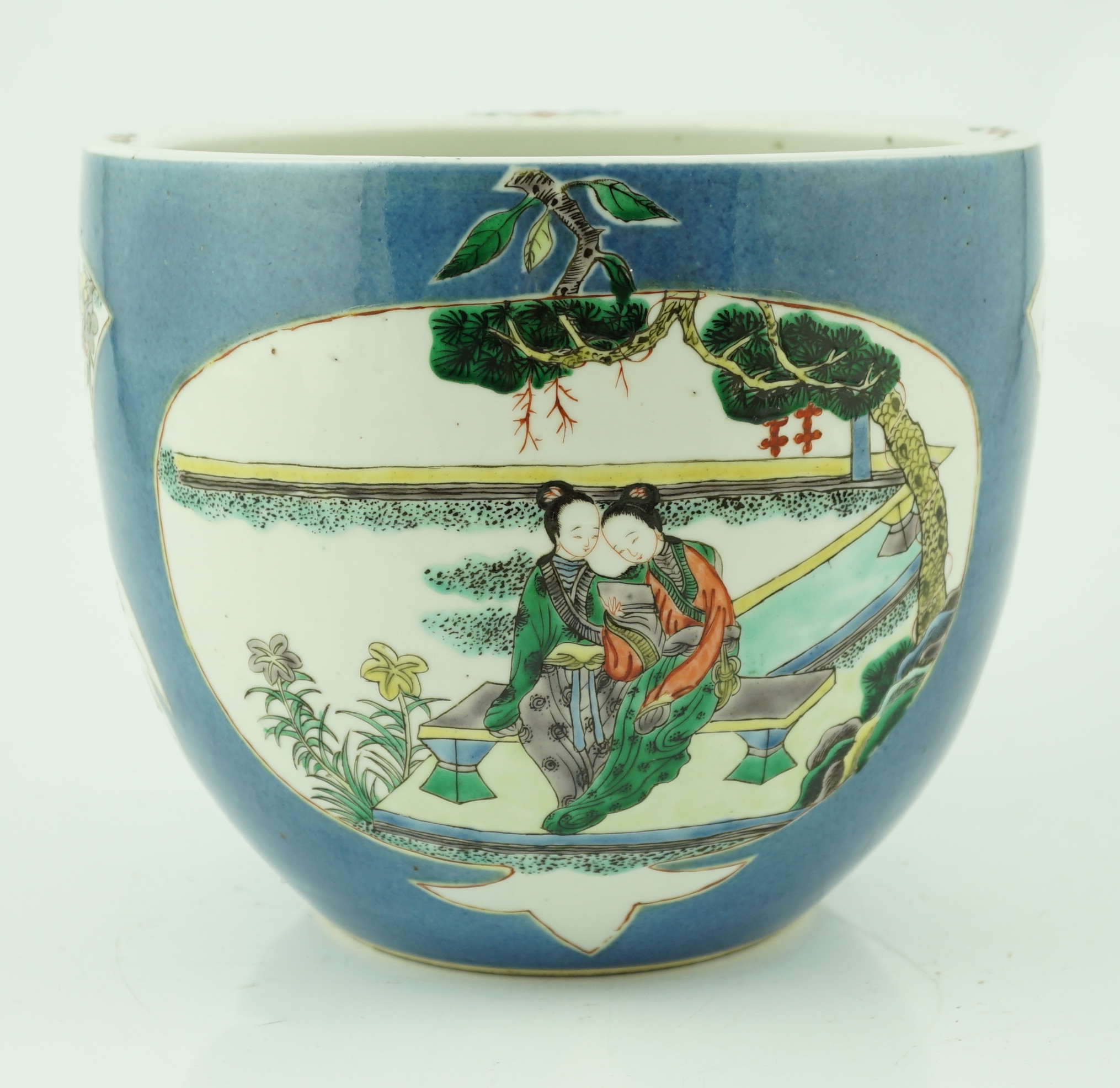 A Chinese powder blue small jardiniere, 19th century, star crack to base
